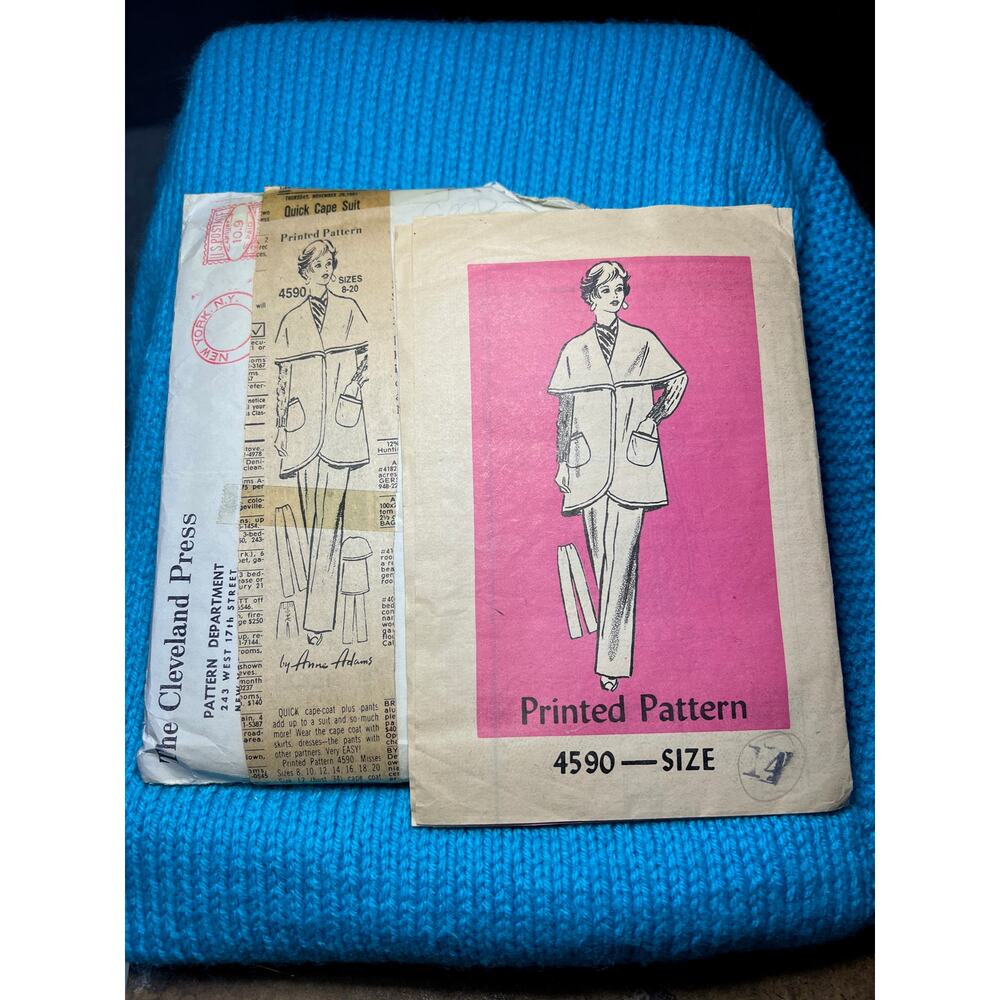 Anne Adams Sewing pattern cape suit jacket pants 1960s size 14